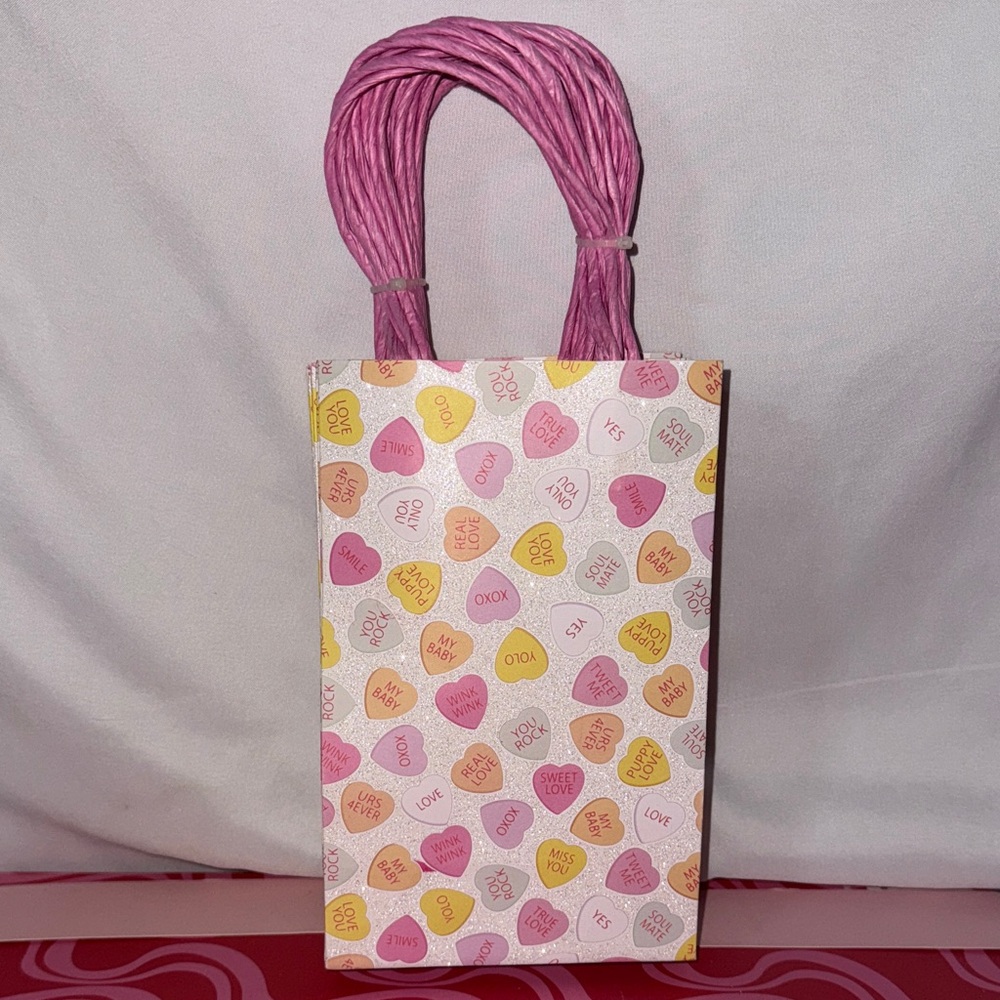 Conversation Hearts set of 13 Sparkly Gift bags Valentines Day